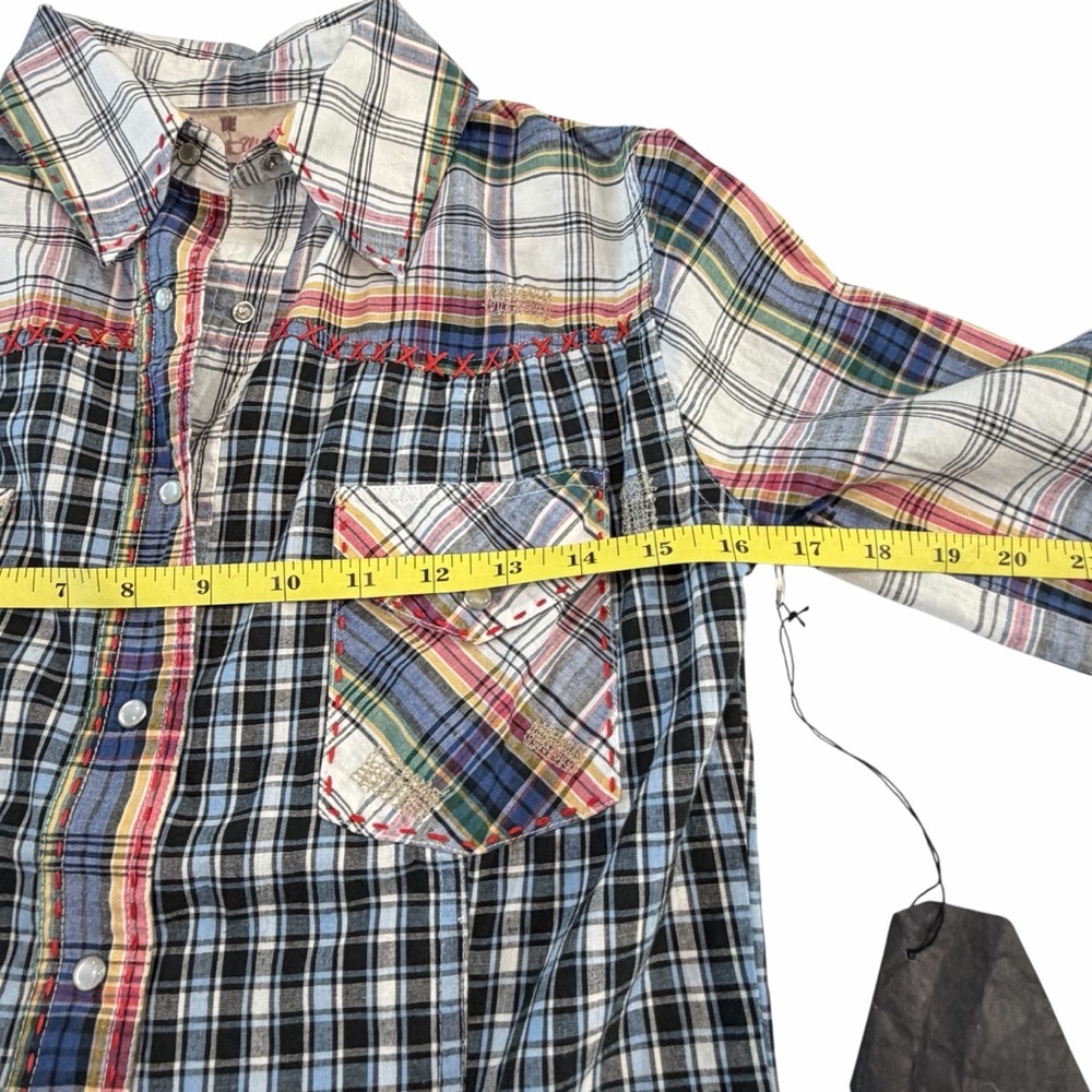 Vintage Rebel Ranch Wear Multicolor Plaid Button‎ Snap Shirt, XS - Picture 7 of 8